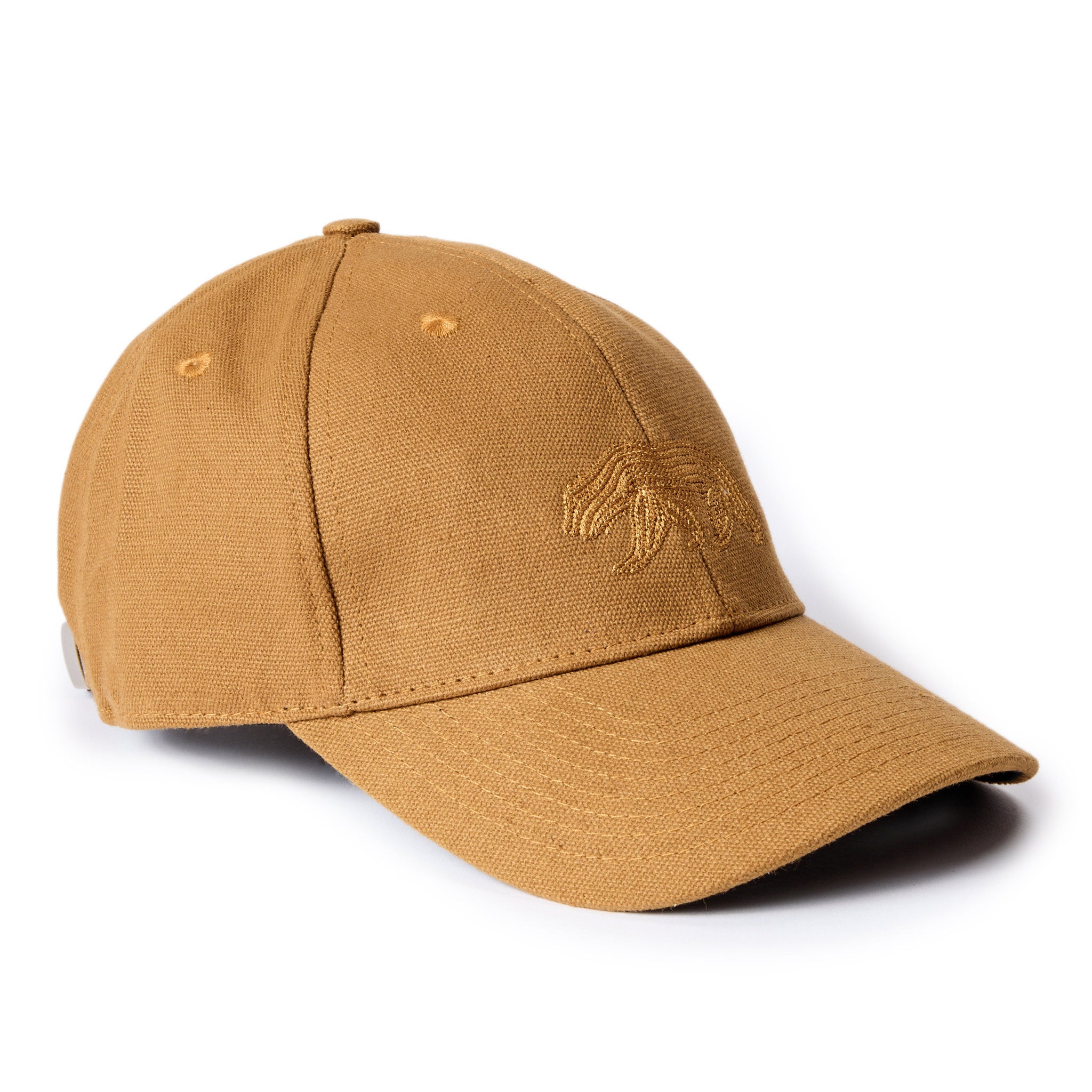 flatlay of The Ball Cap in Tobacco Canvas, from the side, Accessories by Taylor Stitch