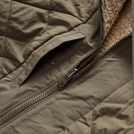 material shot of the quilted side on The Carson Jacket in Light Khaki Fleece