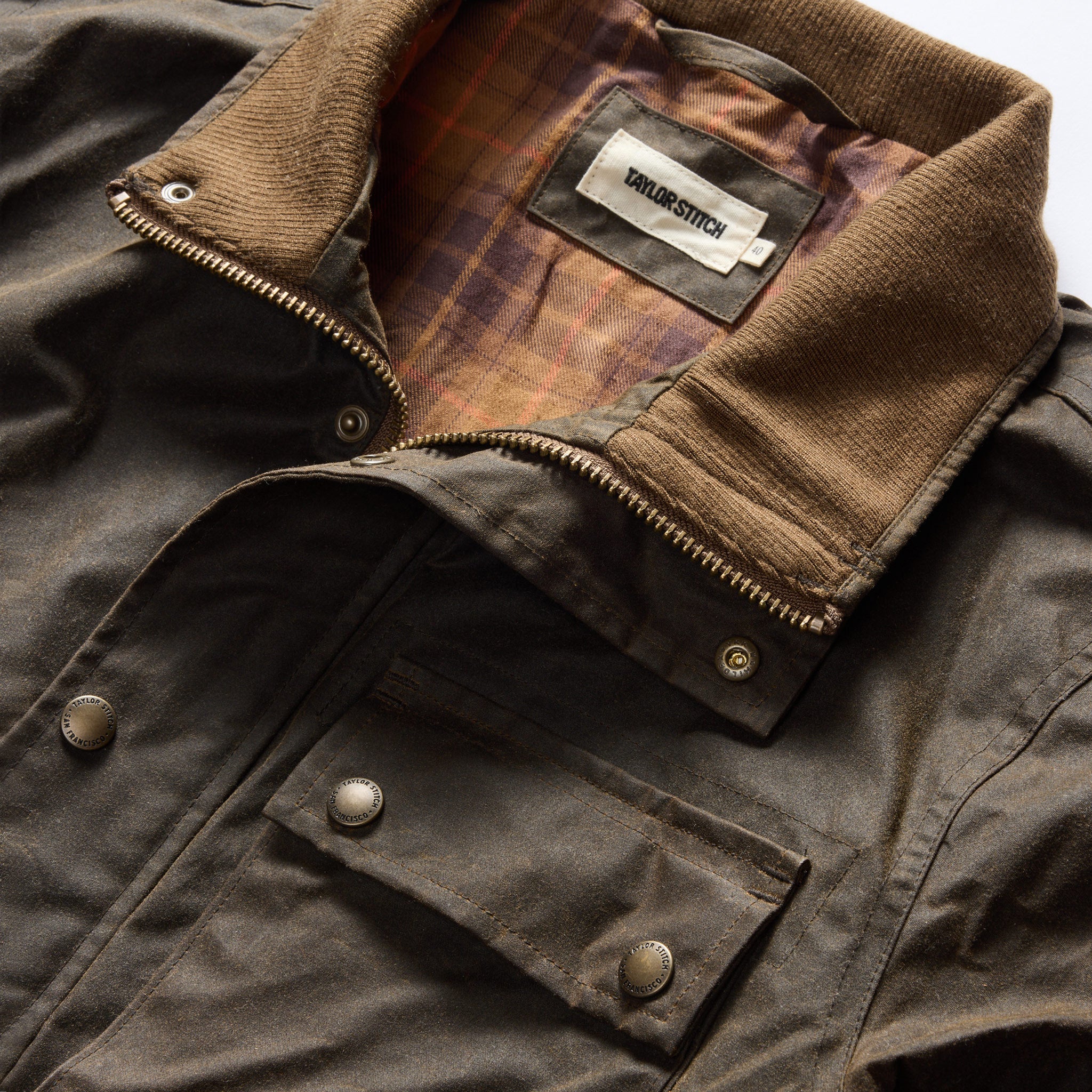 The Clutch Jacket in Soil Waxed Canvas Taylor Stitch