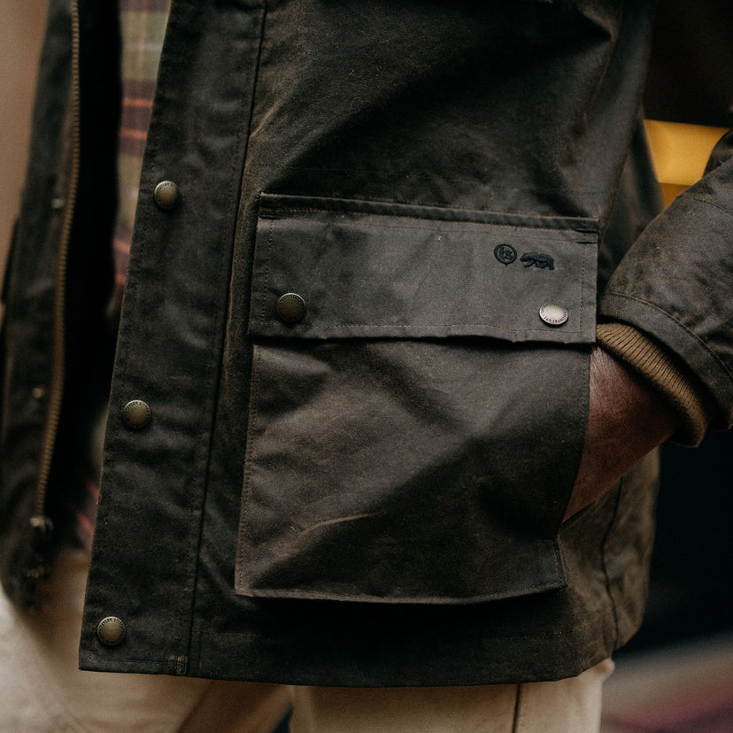 The Clutch Jacket in Soil Waxed Canvas Taylor Stitch