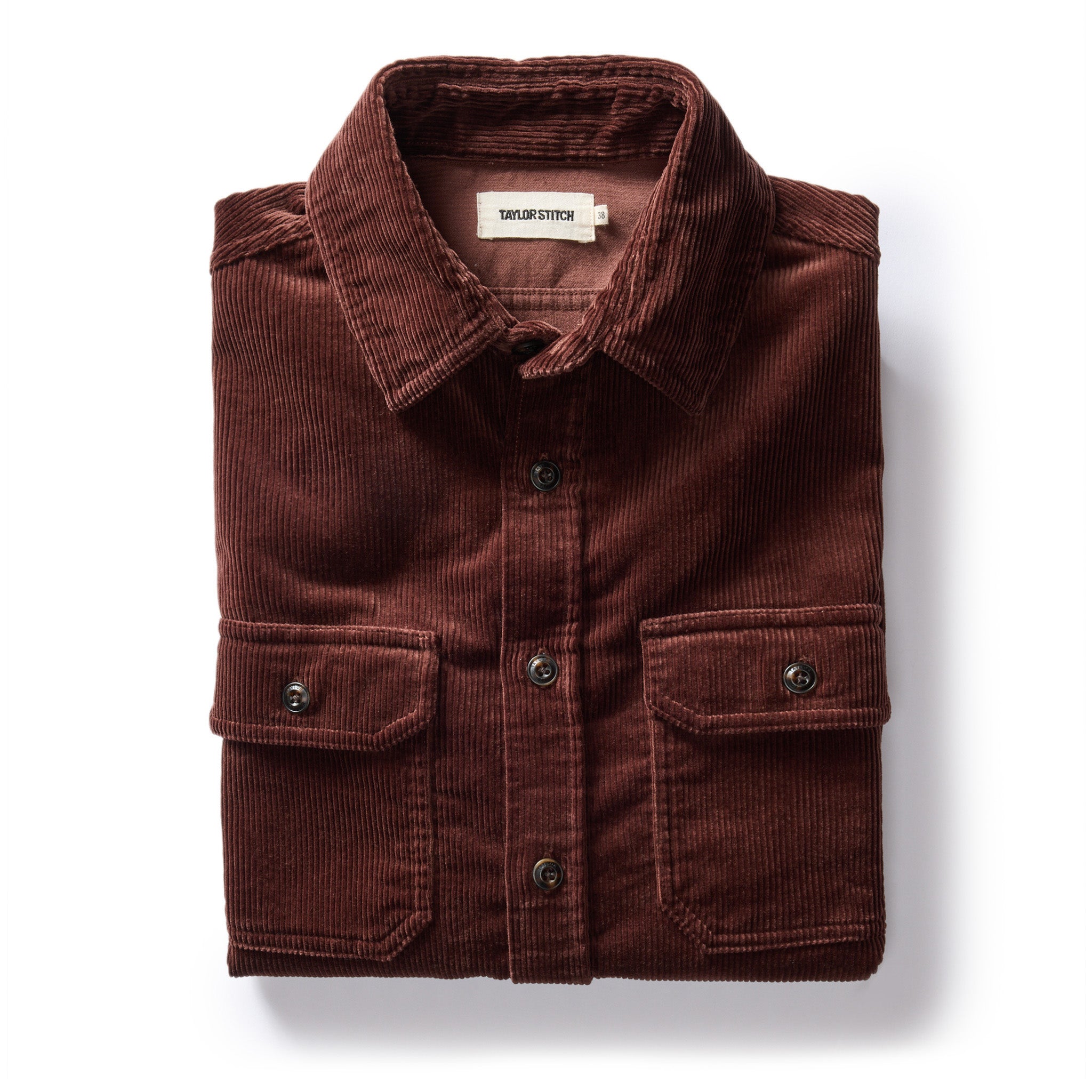 flatlay of The Connor Shirt in Burgundy Cord, Wovens by Taylor Stitch