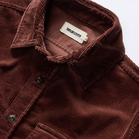 material shot of the collar on The Connor Shirt in Burgundy Cord