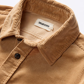 material shot of the collar on The Connor Shirt in Camel Cord