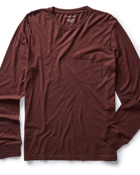 flatlay of The Cotton Hemp Long Sleeve Tee in Burgundy, Knits by Taylor Stitch