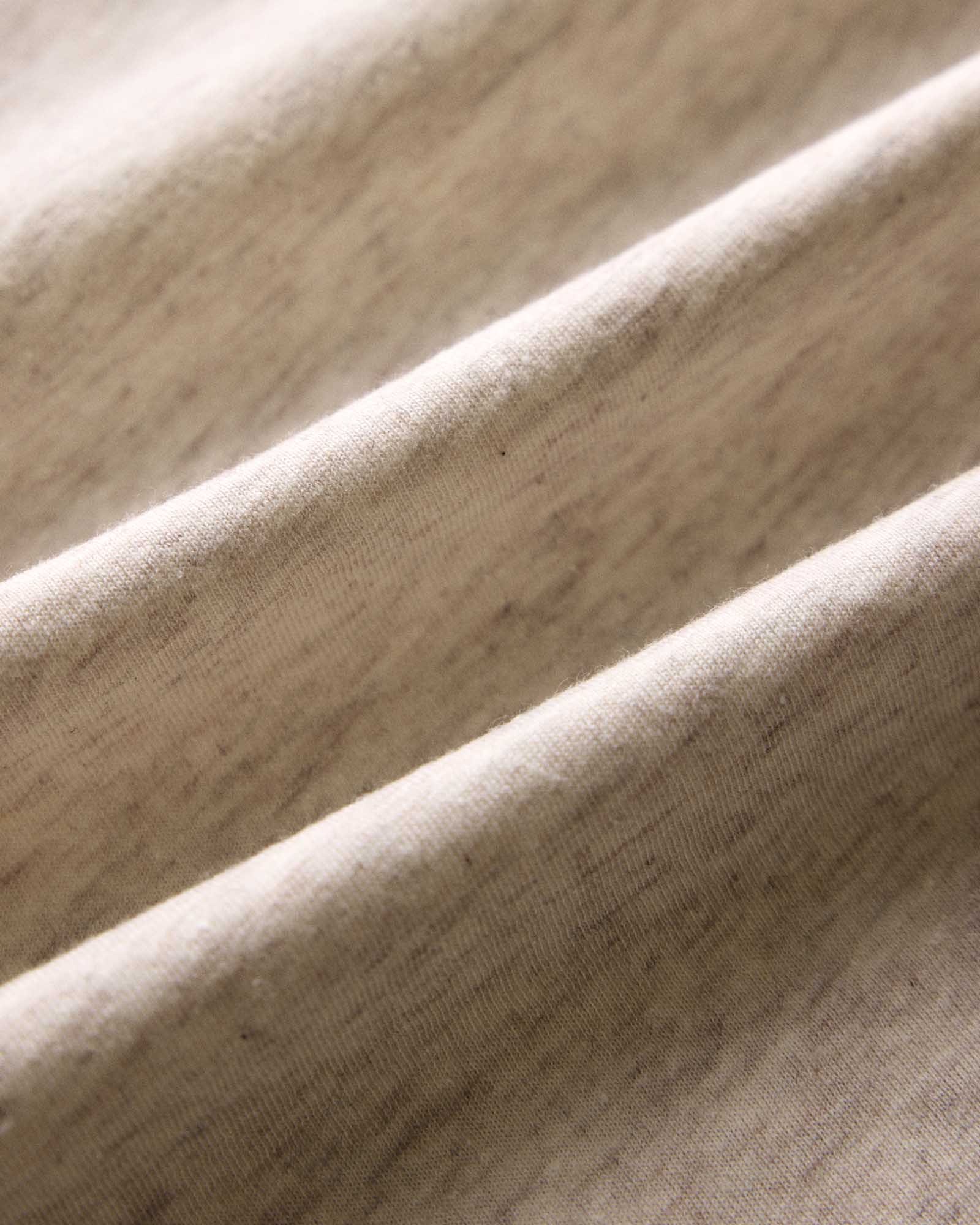 material shot of the ribbed cuffs on The Cotton Hemp Long Sleeve Tee in Heathered Oat, Knits by Taylor Stitch