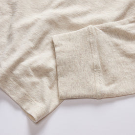material shot of the ribbed cuffs on The Cotton Hemp Long Sleeve Tee in Heathered Oat
