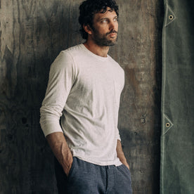 The Cotton Hemp Long Sleeve Tee in Heathered Oat - featured image