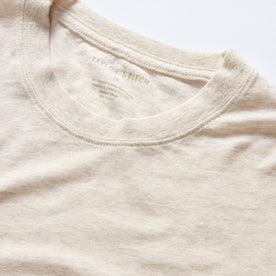 material shot of the collar on The Cotton Hemp Tee in Heathered Oat