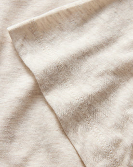 material shot of the sleeves on The Cotton Hemp Tee in Heather Oat, Knits by Taylor Stitch