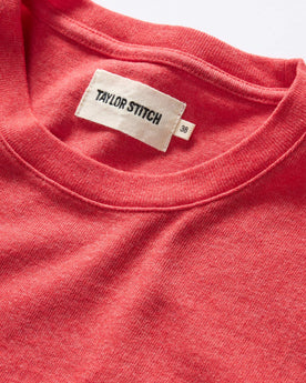 material shot of the collar on The Heavy Bag Tee in Cardinal, Knits by Taylor Stitch