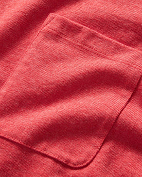 material shot of the front chest pocket on The Heavy Bag Tee in Cardinal, Knits by Taylor Stitch