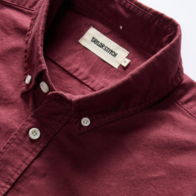 material shot of the collar on The Jack in Burgundy Oxford