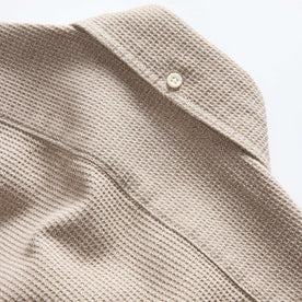 material shot of the button down collar on The Jack in Cement Waffle