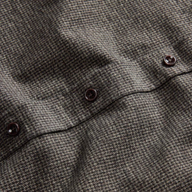 material shot of the horn buttons on The Jack in Dark Forest Houndstooth