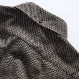 material shot of the button down collar on The Jack in Dark Forest Houndstooth