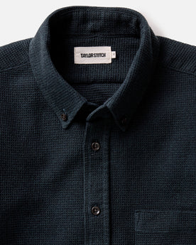 material shot of the buttons on The Jack in Forest Waffle, Wovens by Taylor Stitch