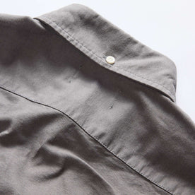 material shot of the button down collar on The Jack in Smoke Oxford