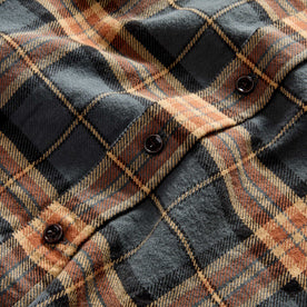 material shot of the buttons on The Ledge Shirt in Conifer Plaid