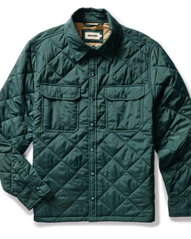 flatlay of The Miller Shirt Jacket in Conifer, Outerwear by Taylor Stitch