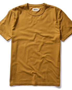 flatlay of The Organic Cotton Tee in Old Gold, Knits by Taylor Stitch