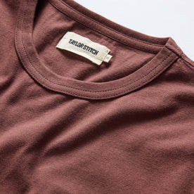 material shot of the collar on The Organic Cotton Tee in Burgundy