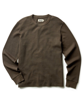 flatlay of The Organic Cotton Waffle Crew in Fatigue Olive, Knits by Taylor Stitch