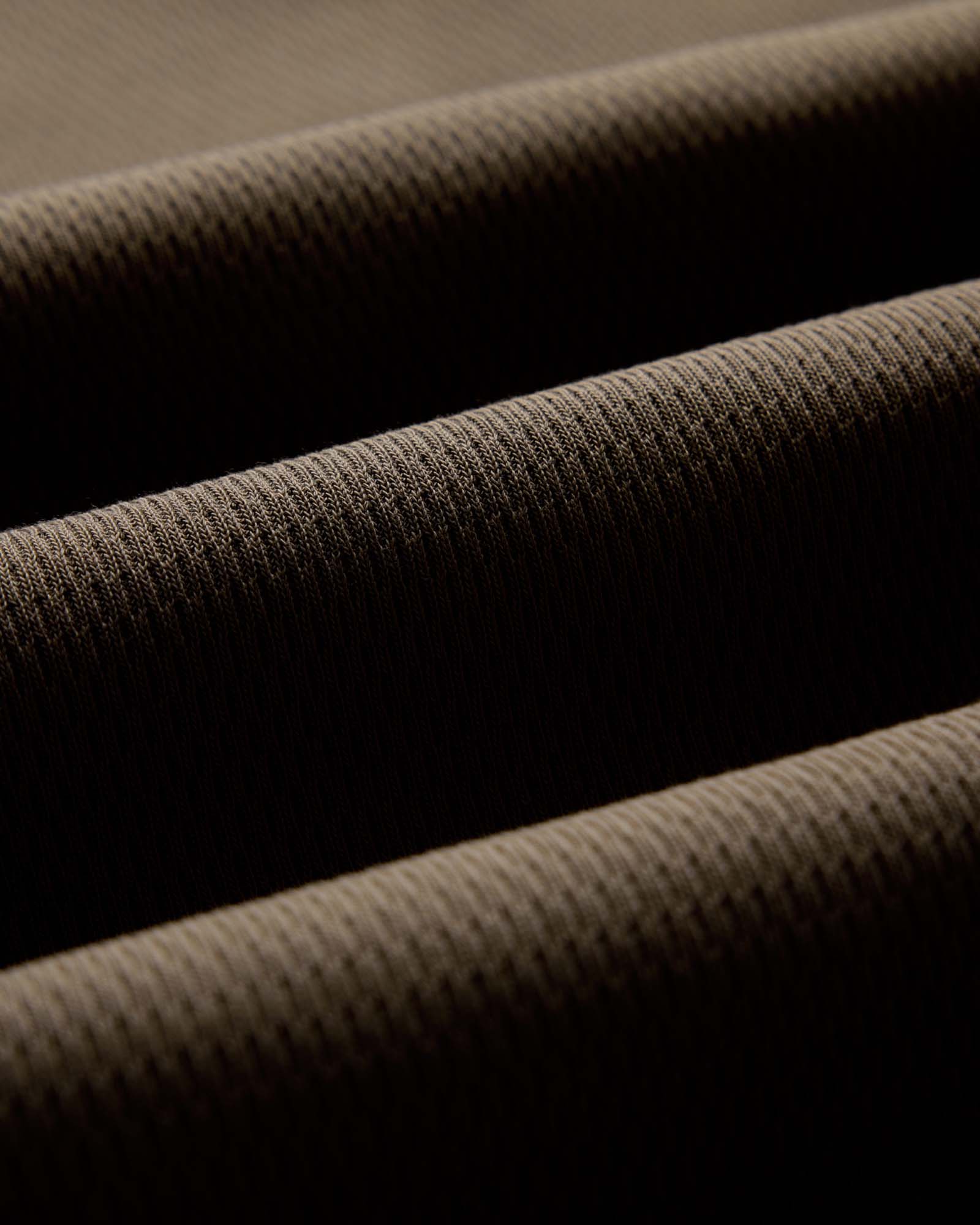 material shot of the neck opening on The Organic Cotton Waffle Crew in Fatigue Olive, Knits by Taylor Stitch