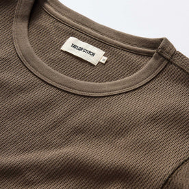 material shot of the neck opening on The Organic Cotton Waffle Crew in Fatigue Olive