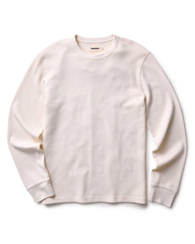 flatlay of The Organic Cotton Waffle Crew in Natural, Knits by Taylor Stitch