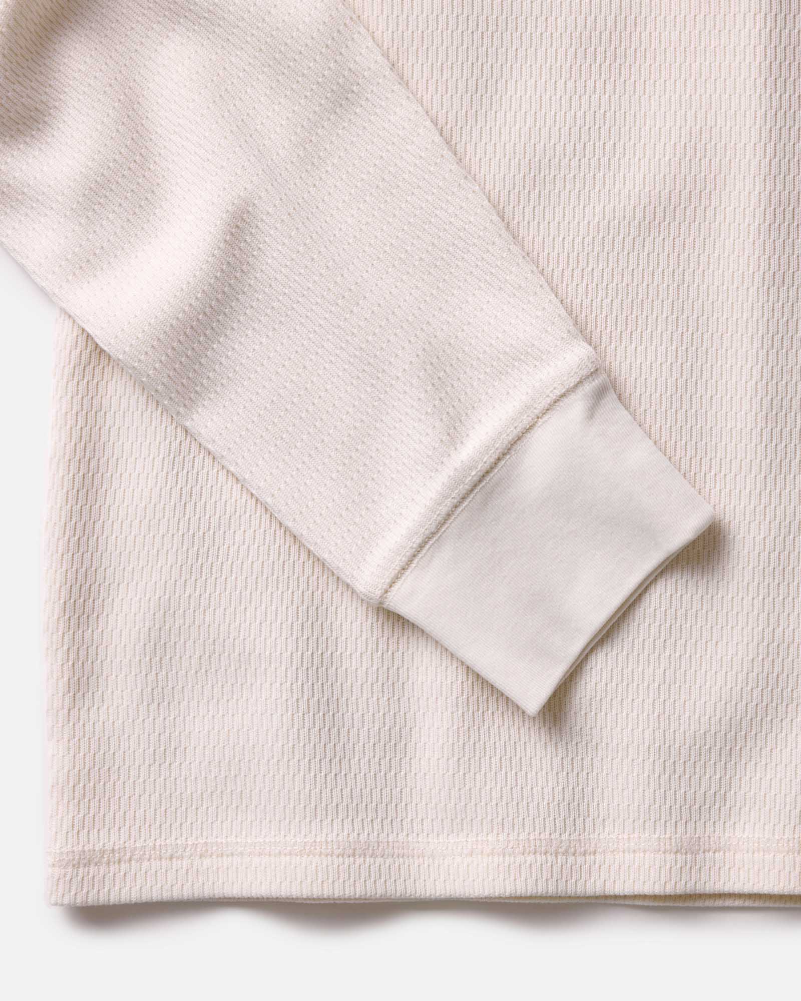 material shot of the neck opening on The Organic Cotton Waffle Crew in Natural, Knits by Taylor Stitch