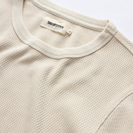 material shot of the neck opening on The Organic Cotton Waffle Crew in Natural