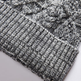 material shot of the rib on The Orr Beanie in Marled Coal