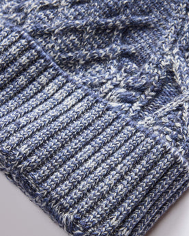 material shot of the rib on The Orr Beanie in Marled Indigo, Accessories by Taylor Stitch