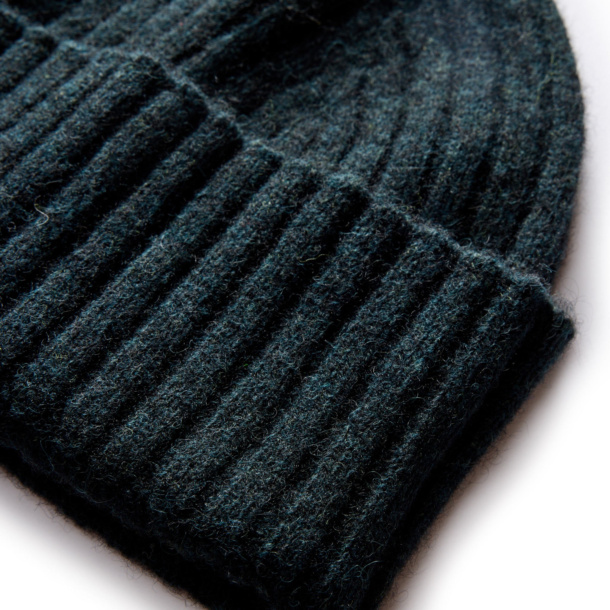 material shot of the rib on The Rib Beanie in Dark Spruce, Accessories by Taylor Stitch