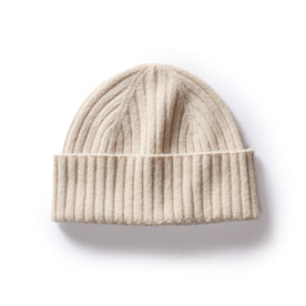 flatlay of The Rib Beanie in Oat Heather