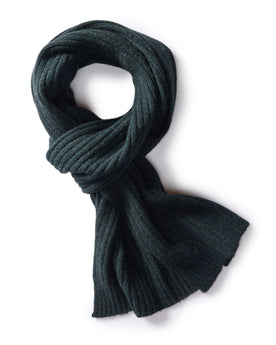 flatlay of The Rib Scarf in Dark Spruce, Accessories by Taylor Stitch