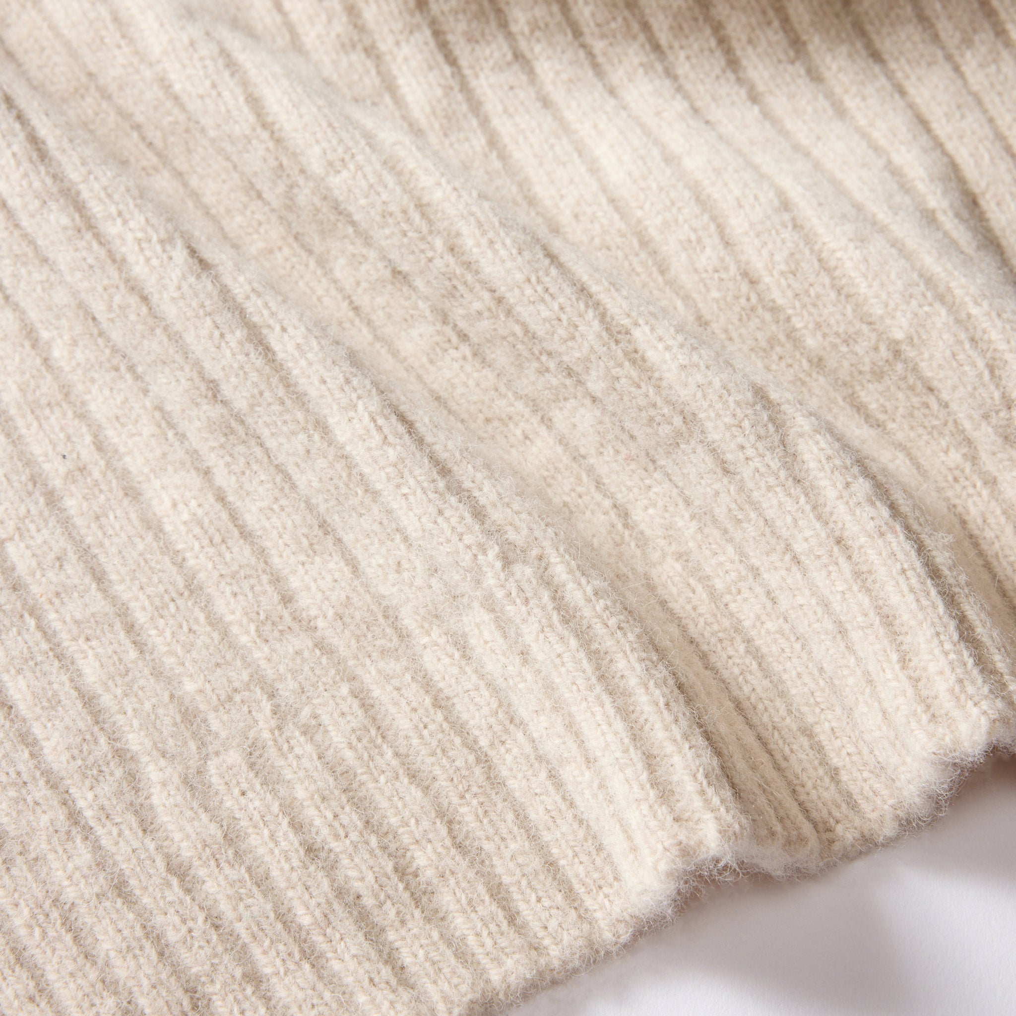 material shot of the rib on The Rib Scarf in Oat Heather, Accessories by Taylor Stitch