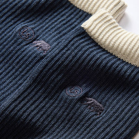 material shot of the ribbed texture on The Ribbed Sock in Navy
