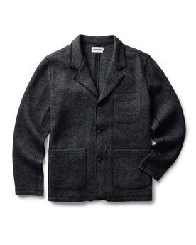 flatlay of The Ridgewood Cardigan in Charcoal Birdseye Wool, Outerwear by Taylor Stitch