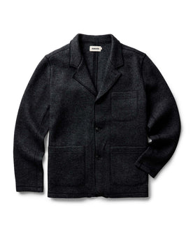 flatlay of The Ridgewood Cardigan in Charcoal Birdseye Wool, Outerwear by Taylor Stitch