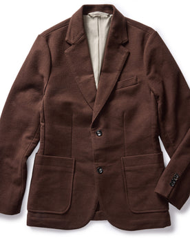 flatlay of The Sheffield Sportcoat in Dark Chestnut Moleskin, Outerwear by Taylor Stitch