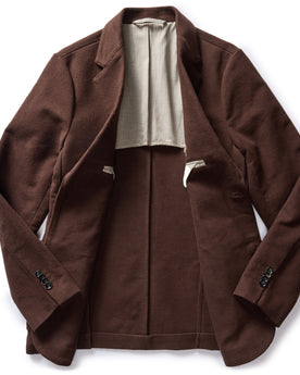 flatlay of The Sheffield Sportcoat in Dark Chestnut Moleskin, shown open, Outerwear by Taylor Stitch