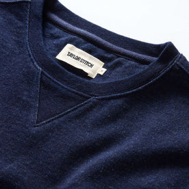 material shot of the collar on The Apres Crew in Indigo Terry