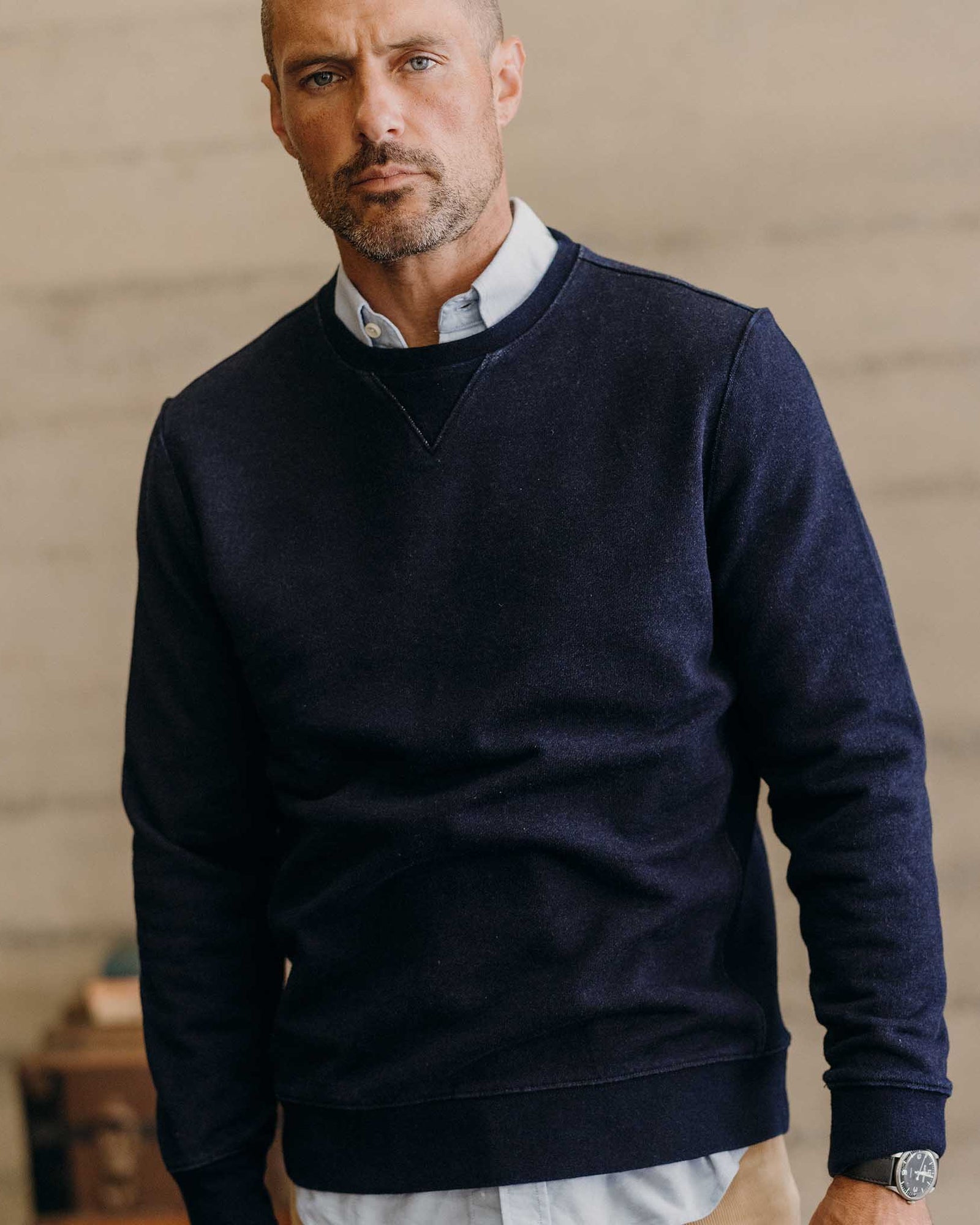 Picture of Organic Cotton Crewneck in Indigo - Men's