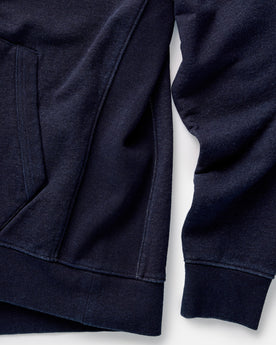 material shot of the hem on The Apres Hoodie in Indigo Terry, Knits by Taylor Stitch