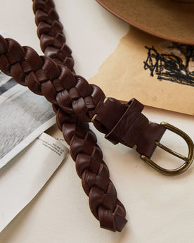 editorial image of The Braided Belt in Dark Brown on decor, Accessories by Taylor Stitch