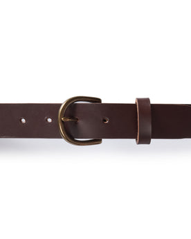 editorial image of the buckle belted for The Foundation Belt in Dark Brown, Accessories by Taylor Stitch