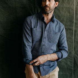 The Utility Shirt in Rinsed Indigo Herringbone - featured image