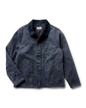 flatlay of The Workhorse Jacket in Navy Chipped Canvas, Outerwear by Taylor Stitch