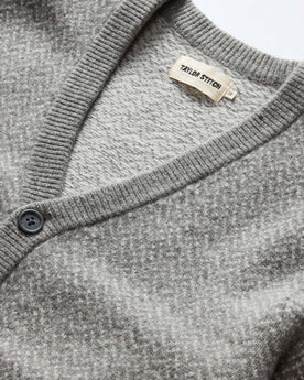material shot of The Eddy Cardigan in Ash Herringbone Merino, Knits by Taylor Stitch